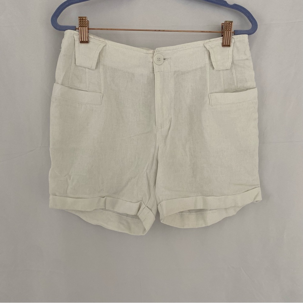 Azucar White Linen Shorts, Size 10 - Item 0145